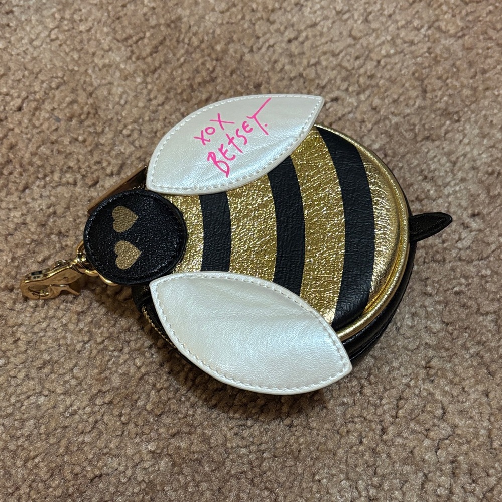 Betsey Johnson Gold and Black Bee Coin Pouch
